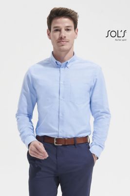 Camicia Boston Oxford uomo slim fit, manica lunga