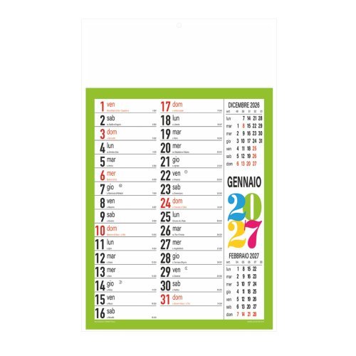 Calendario Svedese trimestrale 3 colori 29x47cm carta patinata