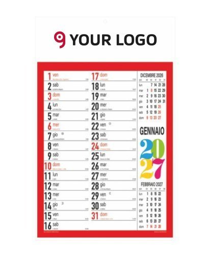 Calendario Svedese trimestrale 3 colori 29x47cm carta patinata