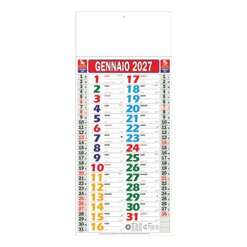 Calendario Olandese Multicolor 22x49 cm, 12 mesi, carta premium