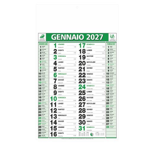 Calendario olandese medio 29x47cm BLU VERDE ROSSO