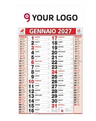 Calendario olandese medio 29x47cm BLU VERDE ROSSO