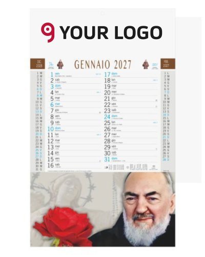 Calendario San Pio trimestrale 12 fogli, carta patinata 29x47 cm
