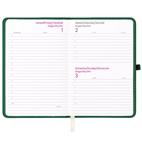 Agenda giornaliera in PVC e cartone 12x18 cm elastico