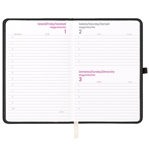 Agenda Giornaliera 2027 PU Rigida 15x21cm con Anello Penna