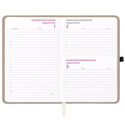 Agenda Giornaliera 2027 PU Rigida 15x21cm con Anello Penna