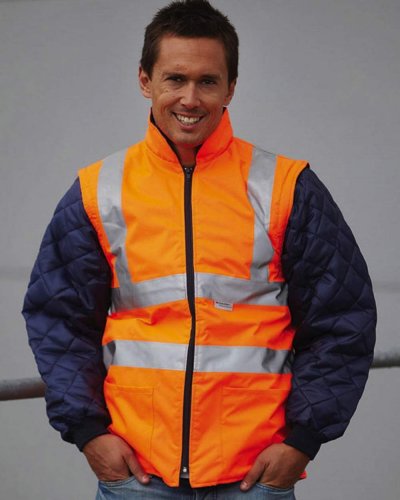 Giacca trapuntata Fluo con maniche staccabili Hi-Vis-Orange