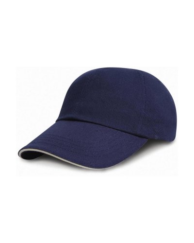 Cappellino bambino in cotone pettinato visiera ‘sandwich’ Navy / Bianco