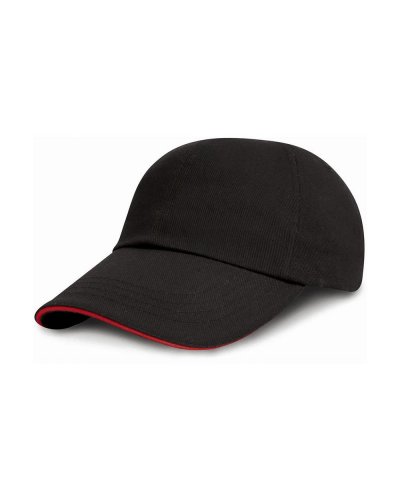 Cappellino bambino in cotone pettinato visiera ‘sandwich’ Nero / Rosso