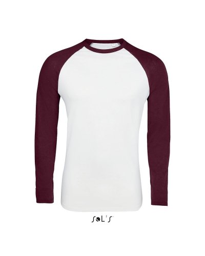 T-shirt uomo bicolore Funky Lsl Bianco / bordeaux