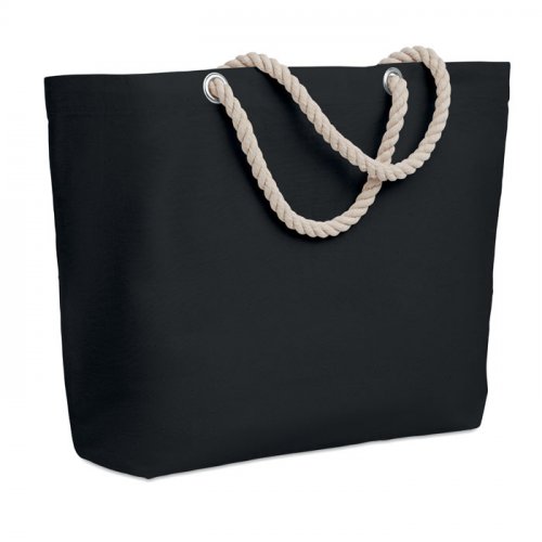 Borsa mare in cotone con manici in corda Beige