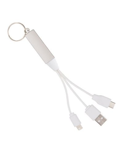 Cavetto multicolor 3 in 1 per ricarica con portachiavi Grigio