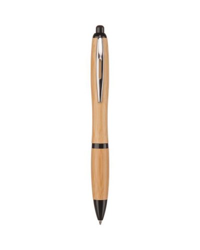 Penna a sfera in bambù metallo e plastica Nero