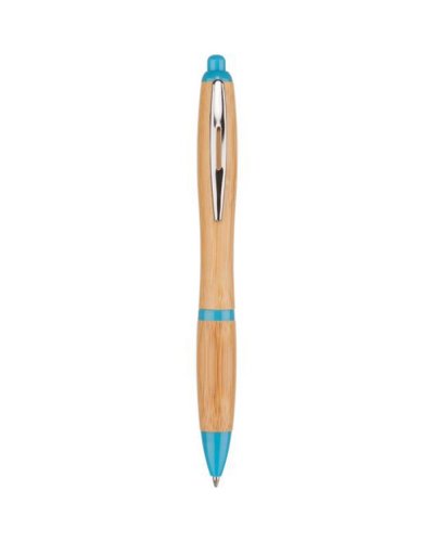 Penna a sfera in bambù metallo e plastica Sky Blue