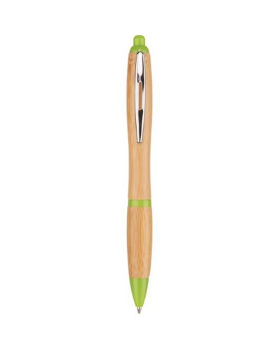 Penna a sfera in bambù metallo e plastica Verde Acido
