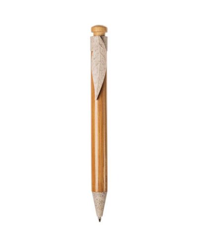 Penna a sfera in bambù e paglia di grano + ABS Bianco