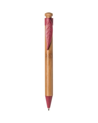 Penna a sfera in bambù e paglia di grano + ABS Rosso