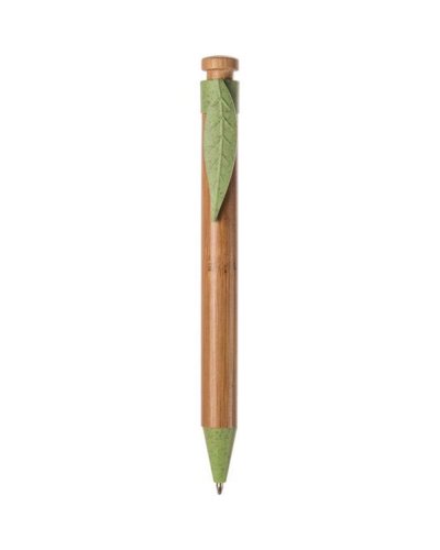 Penna a sfera in bambù e paglia di grano + ABS Verde Acido