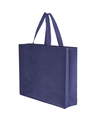 Borsa shopping multicolor termosaldata in TNT glitterato Blu