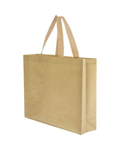 Borsa shopping multicolor termosaldata in TNT glitterato Dorato
