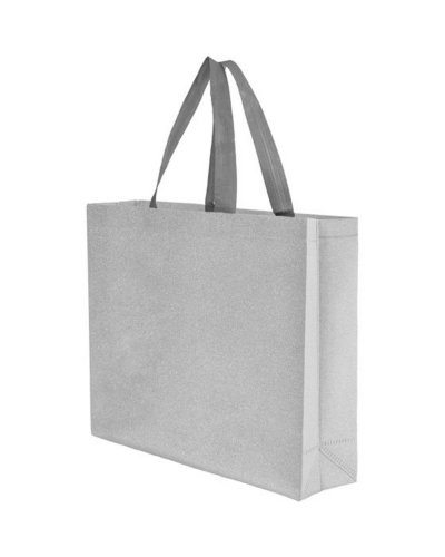Borsa shopping multicolor termosaldata in TNT glitterato Grigio