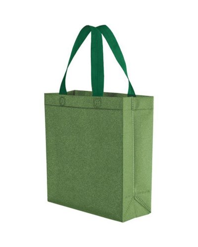 Borsa shopping termosaldata in TNT glitterato Verde