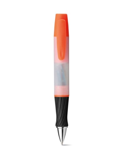 Penna a sfera con evidenziatore e 8 graffette Arancione