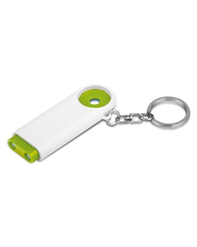 Portachiavi in plastica gettone e 2 luci LED Verde Chiaro