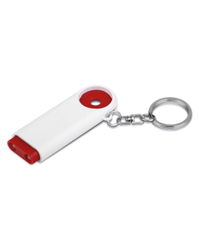 Portachiavi in plastica gettone e 2 luci LED Rosso