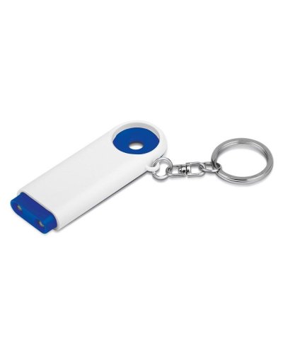 Portachiavi in plastica gettone e 2 luci LED Blu Reale
