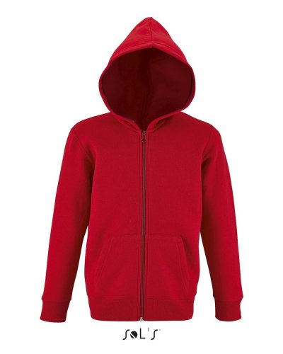 Felpa bambino full zip con cappuccio Rosso