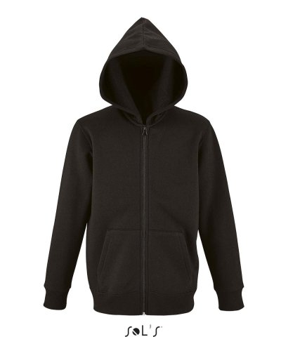 Felpa bambino full zip con cappuccio Nero