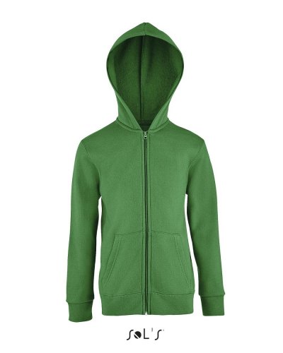 Felpa bambino full zip con cappuccio Verde Prato