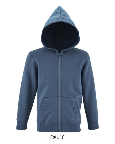 Felpa bambino full zip con cappuccio Blu Ardesia