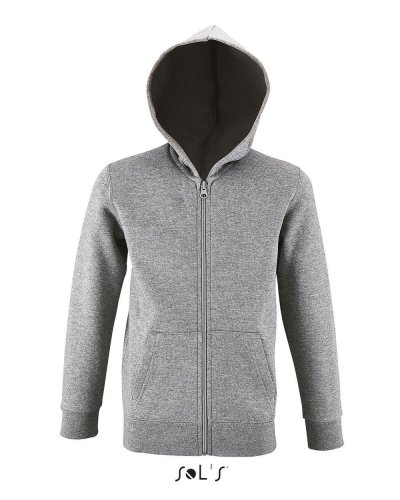 Felpa bambino full zip con cappuccio Grigio Medio Melange