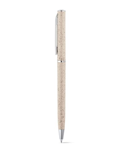 Penna a sfera in fibra di grano e ABS e clip in metallo Naturale Chiaro