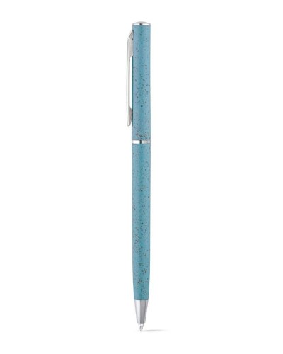 Penna a sfera in fibra di grano e ABS e clip in metallo Azzurro