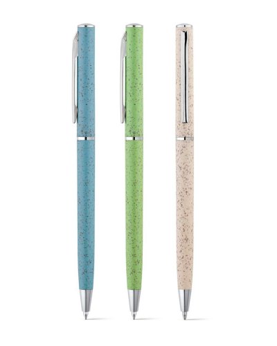 Penna a sfera in fibra di grano e ABS e clip in metallo