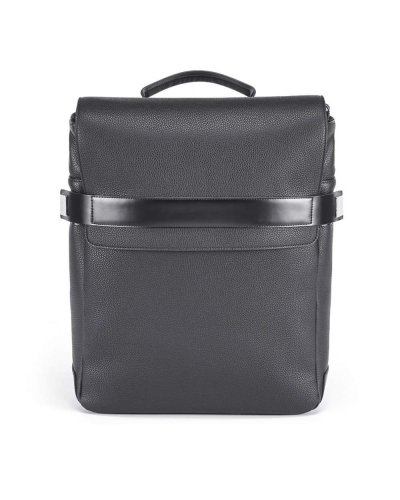 Zaino in similpelle con 2 tasche per laptop e tablet Nero