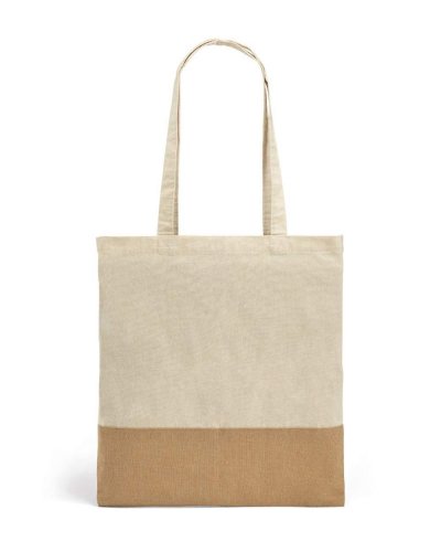 Shopper in cotone con particolari in imitazione di iuta Naturale
