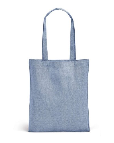 Borsa in cotone riciclato manici lunghi Blu