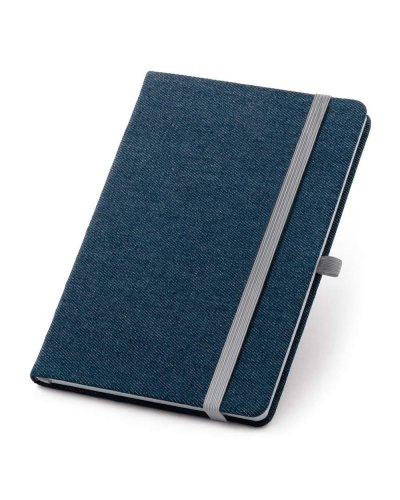 Blocco note A5 con copertina rivestita in tessuto tipo jeans Blu