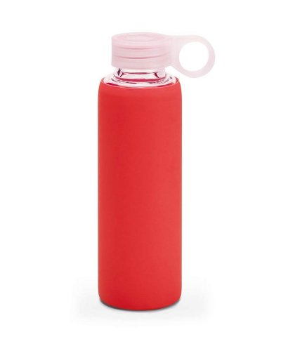 Borraccia in vetro borosilicato con involucro in silicone da 380 ml Rosso