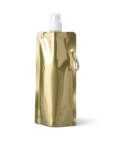 Borraccia pieghevole con moschettone da 460 ml Dorato Satinato