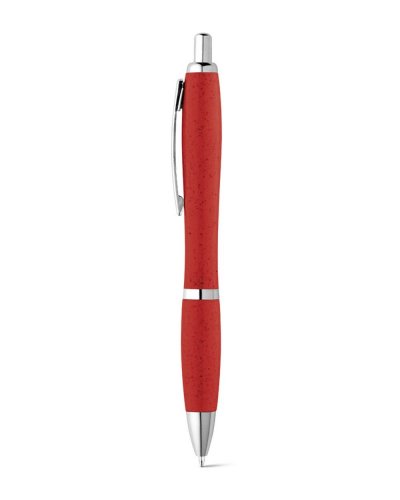 Penna a sfera in fibra di grano e ABS con clip Rosso