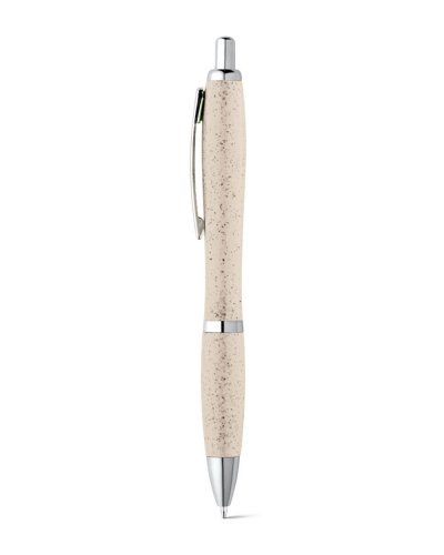 Penna a sfera in fibra di grano e ABS con clip Naturale Chiaro