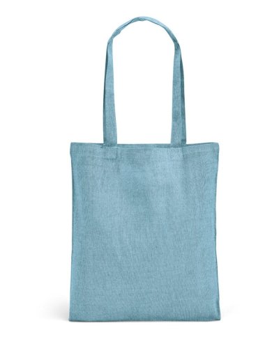Borsa in cotone riciclato manici lunghi Azzurro