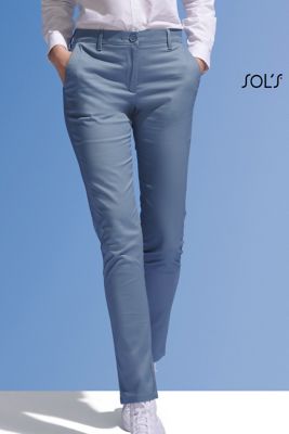 Jared Pantalón de mujer satinado de algodón elástico regular