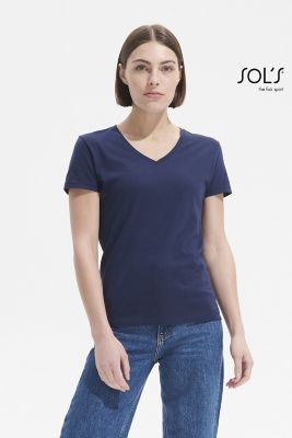 T-shirt femme Imperial col en V en coton 190g coupe féminine