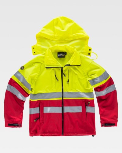Giacca Workshell alta visibilità Rosso / Giallo